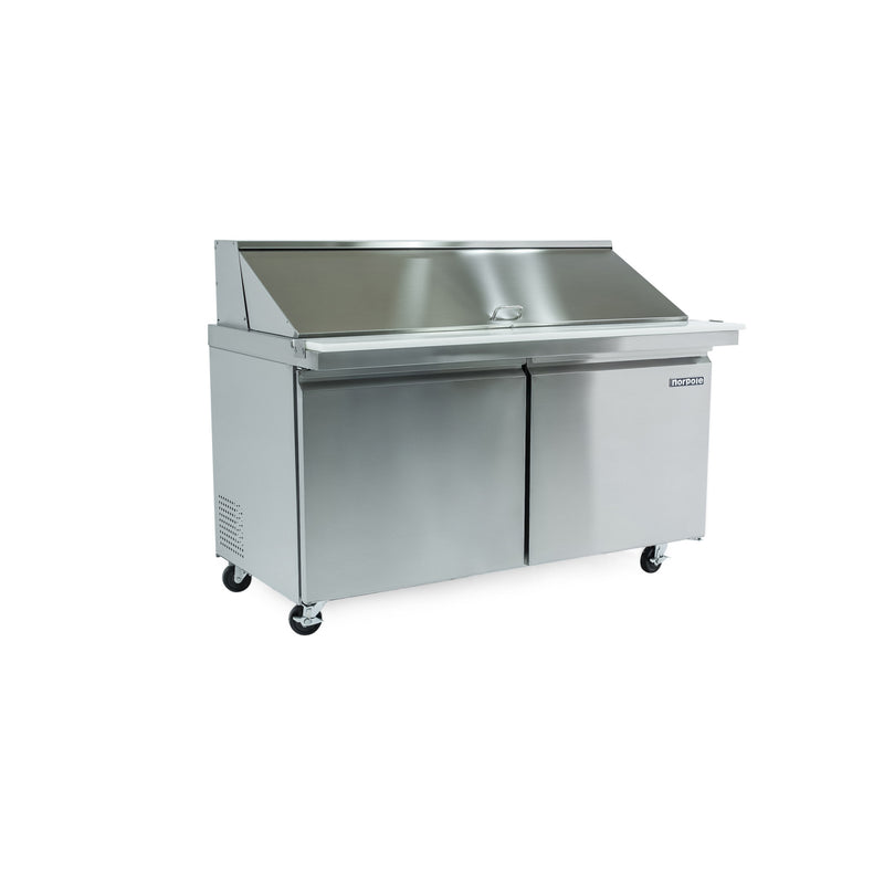 Norpole 2-Door Mega Top Prep Table Commercial Refrigerator in Stainless Steel (60 in. W 15 cu. ft.)