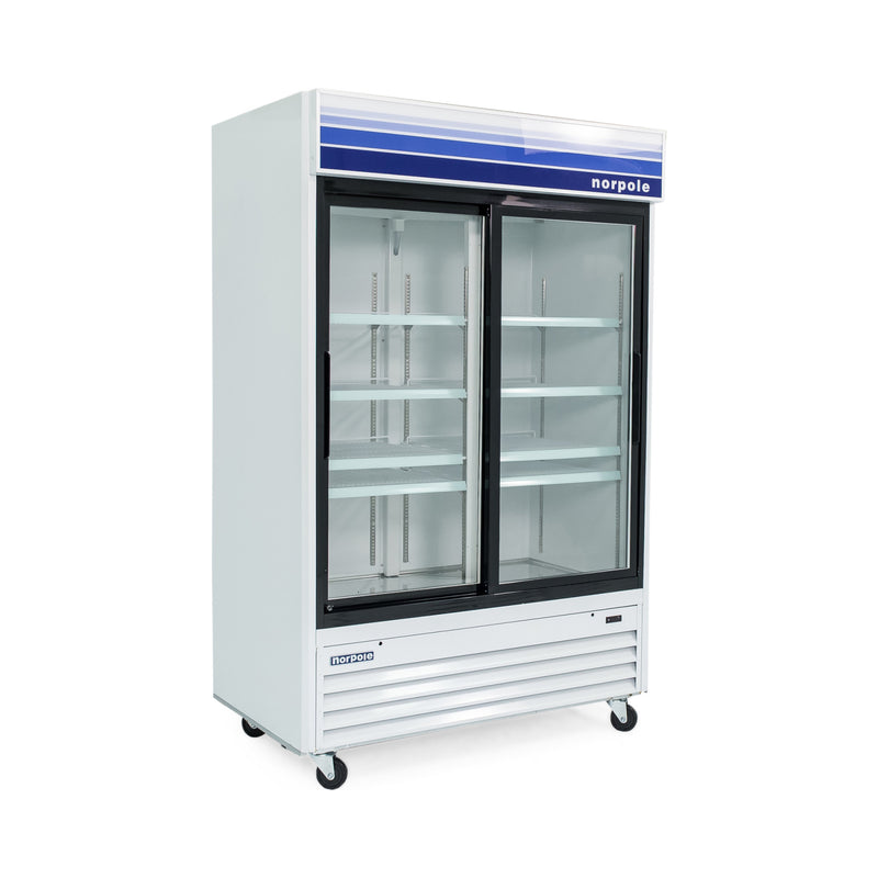 Norpole Glass Door Commercial Refrigerator in White and Black (53 in. W 45 cu. ft.)