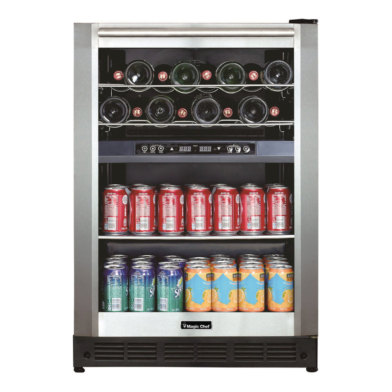 Magic Chef 44 Bottle/140 Can Dual Zone Wine and Beverage in Stainless Steel