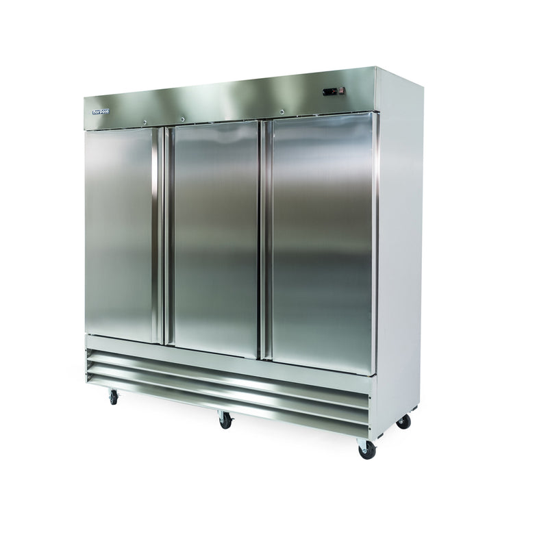 Norpole 3-Door Commercial Refrigerator in Stainless Steel (81 in. W 72 cu. ft.)