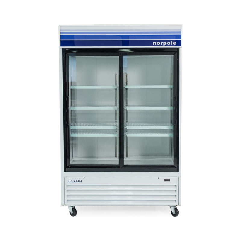 Norpole Glass Door Commercial Refrigerator in White and Black (53 in. W 45 cu. ft.)