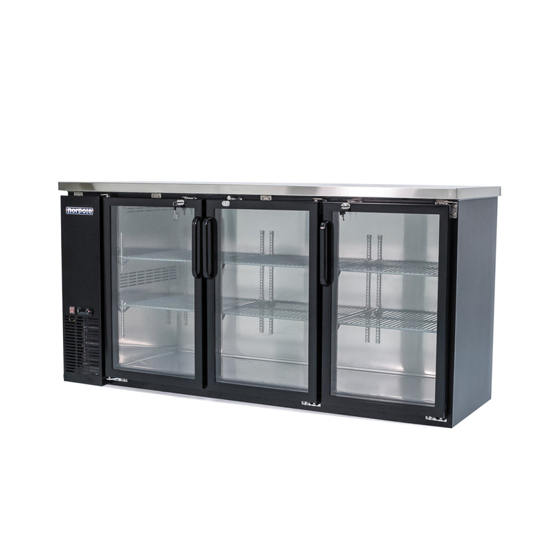 Norpole 3-Door Under Bar Refrigerator in. Black (72 in. 20 cu. ft.)