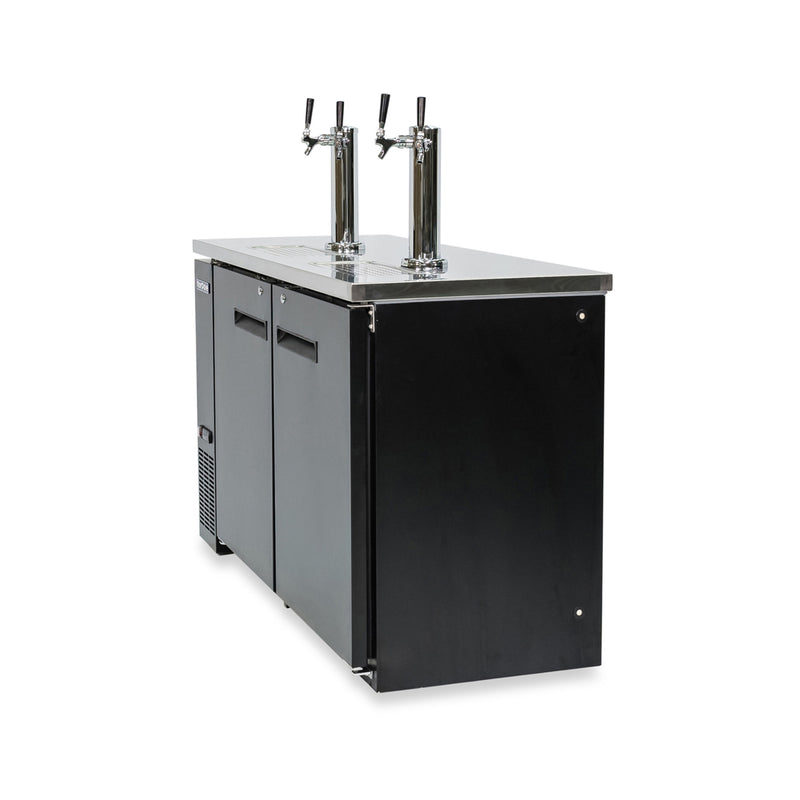 61 in. 16 cu. ft. 2 Door Direct Draw Beer kegerator Dispenser with Double Tap in Black