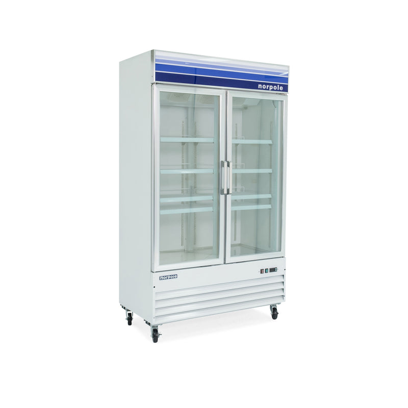Norpole Frost Free Commercial Upright Merchandiser Freezer in White (45 cu. ft.)