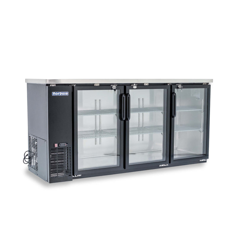 Norpole 3-Door Under Bar Refrigerator in. Black (72 in. 20 cu. ft.)