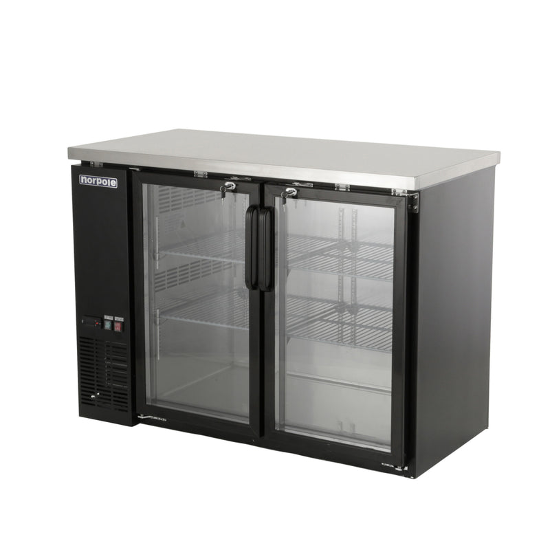 Norpole 2-Door Under Bar Commercial Specialty Refrigerator in Black (12 cu. ft.)