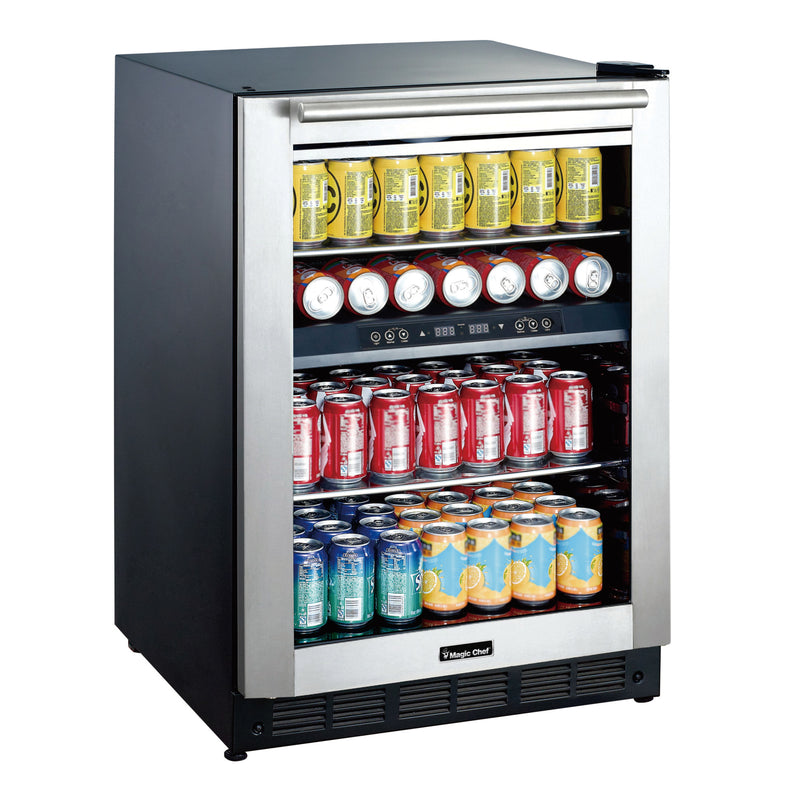 Magic Chef 44 Bottle/140 Can Dual Zone Wine and Beverage in Stainless Steel