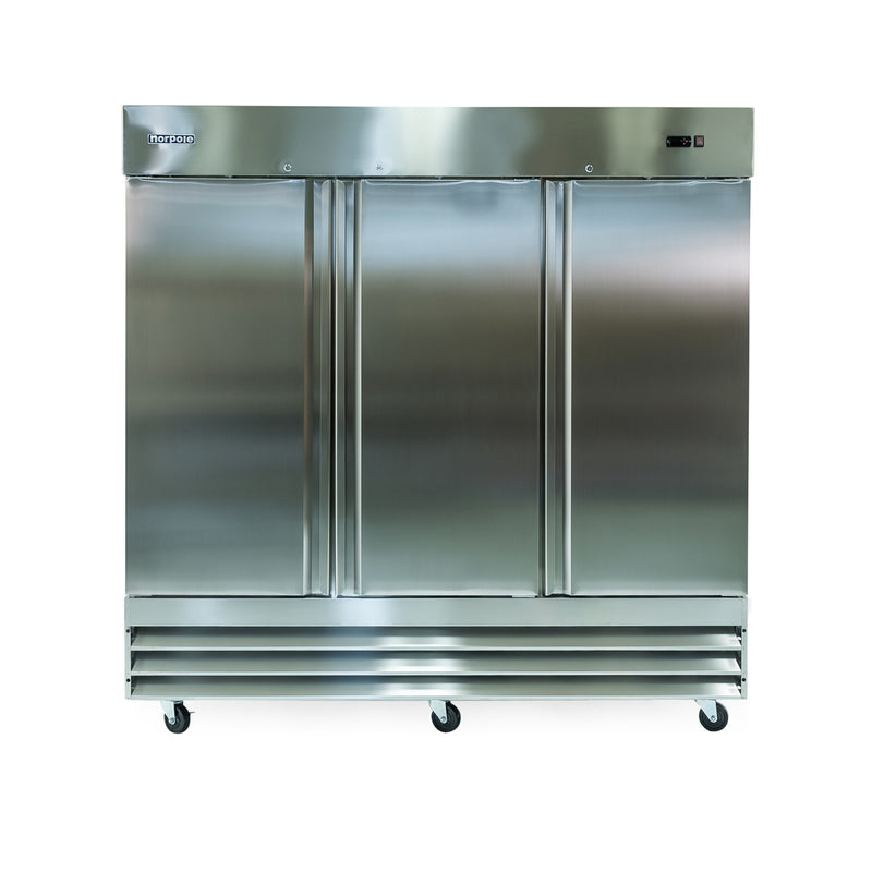 Norpole 3-Door Commercial Refrigerator in Stainless Steel (81 in. W 72 cu. ft.)