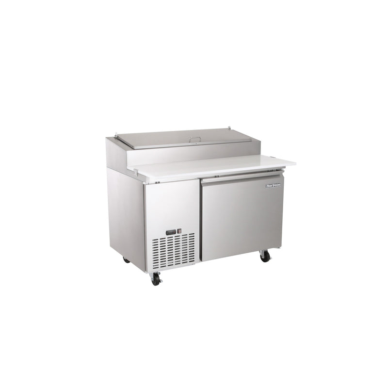 Norpole Single Door Commercial Pizza Prep Freezerless Refrigerator in Stainless Steel (13.8 cu. ft.)