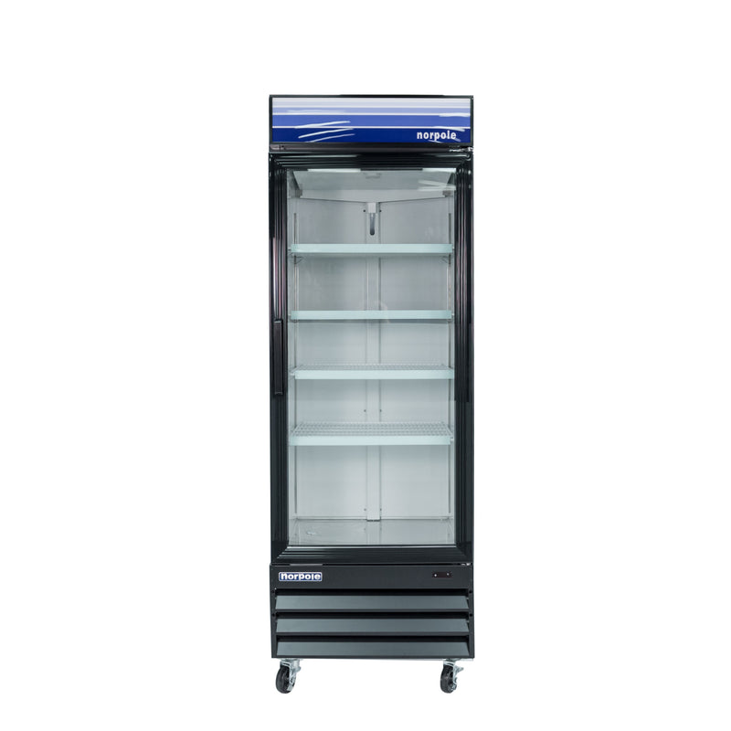 Norpole Single Swing Glass Door Refrigerator in Black (28 in. W 23 cu. ft.)