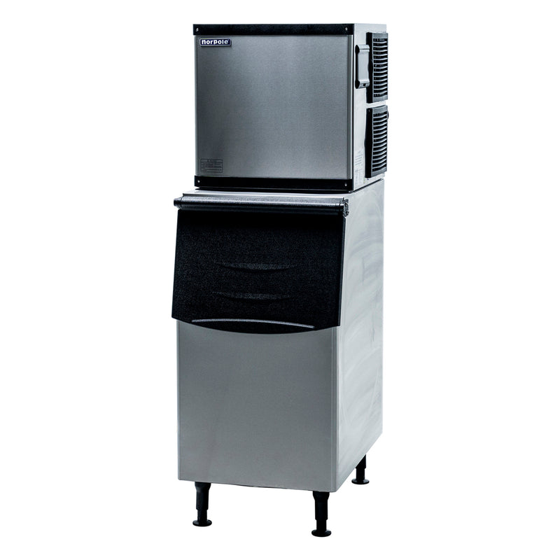 Norpole Freestanding Commercial Ice Maker in Stainless Steel with Bin (350 lbs.)