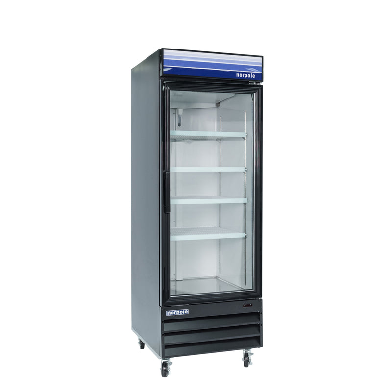 Norpole Single Swing Glass Door Refrigerator in Black (28 in. W 23 cu. ft.)