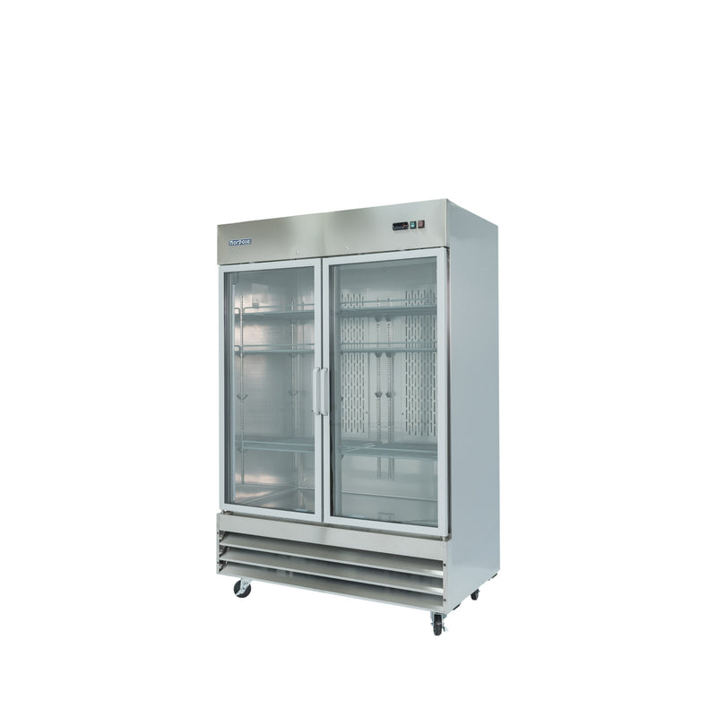 Norpole 2-Glass Door Reach-In Commercial Refrigerator in Stainless (54 in. W 48 cu. ft.)