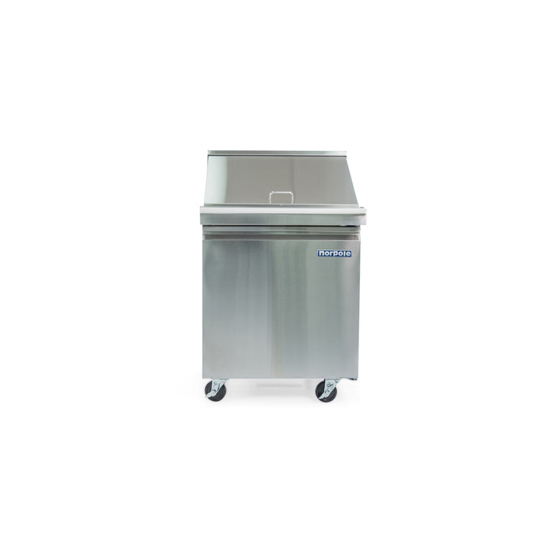 Norpole Single Door Mega Top Prep Table Commercial Refrigerator in Stainless Steel (6 cu. ft.)