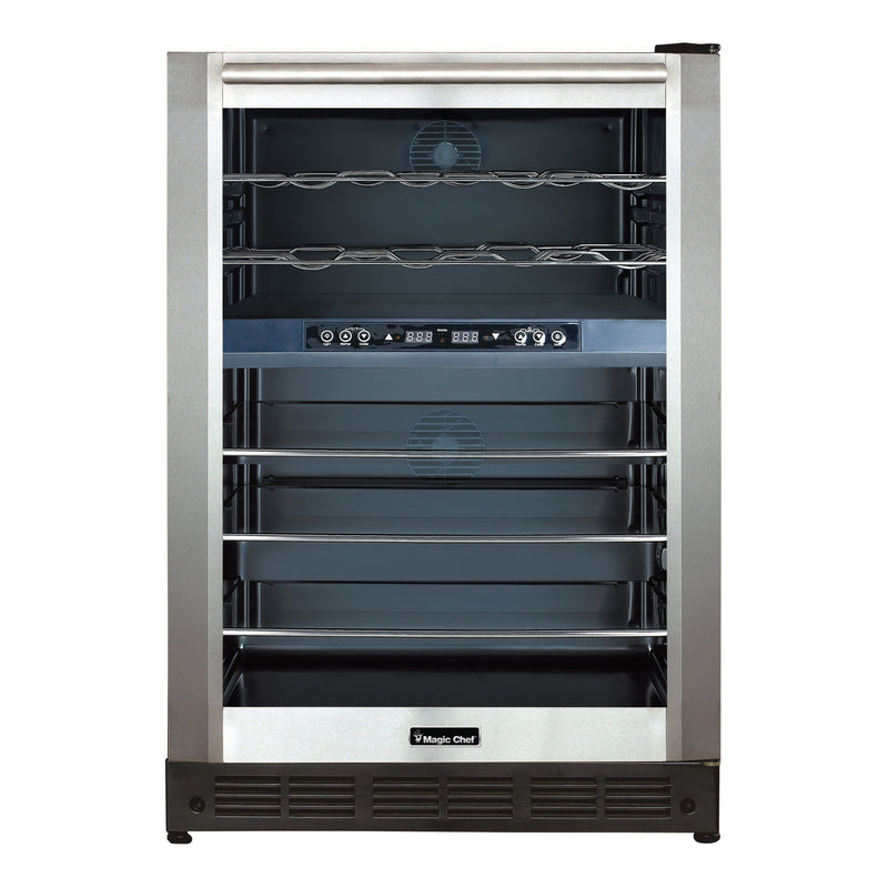 Magic Chef 44 Bottle/140 Can Dual Zone Wine and Beverage in Stainless Steel