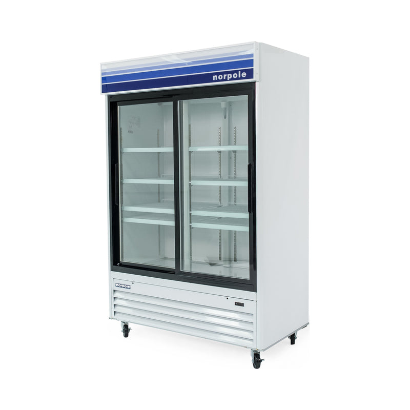 Norpole Glass Door Commercial Refrigerator in White and Black (53 in. W 45 cu. ft.)