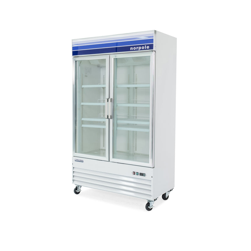 Norpole Glass Door Reach-In Commercial Merchandiser Upright Freezer in White (29 cu. ft.)