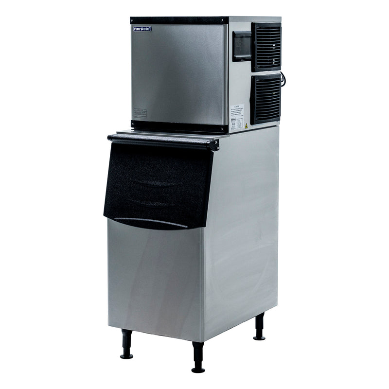 Norpole Freestanding Commercial Ice Maker in Stainless Steel with Bin (350 lbs.)