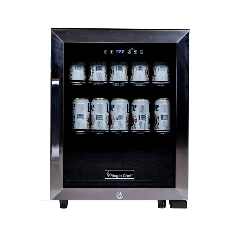 Magic Chef 18.9 in W. Single Zone 58 Can Beverage Cooler in Stainless Steel