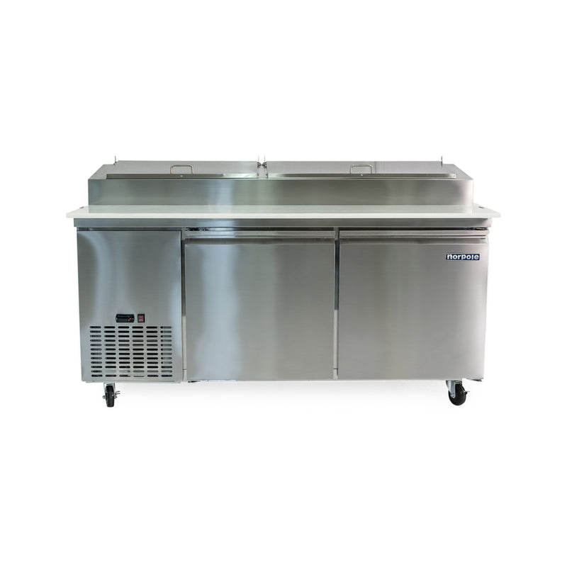 Norpole 2-Door Pizza Prep Table Commercial Refrigerator in Stainless Steel (16 cu. ft.)