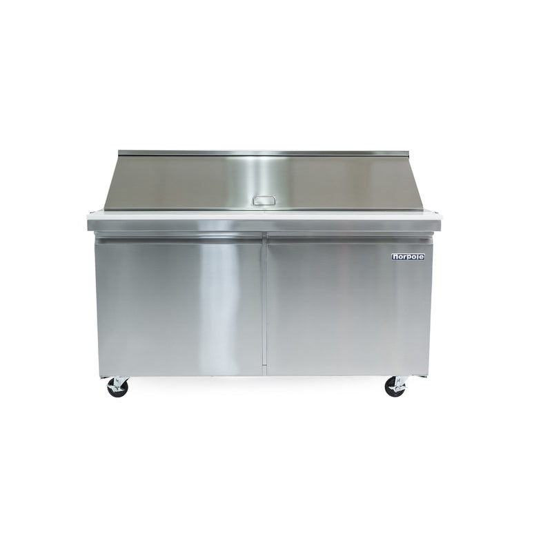 Norpole 2-Door Mega Top Prep Table Commercial Refrigerator in Stainless Steel (60 in. W 15 cu. ft.)