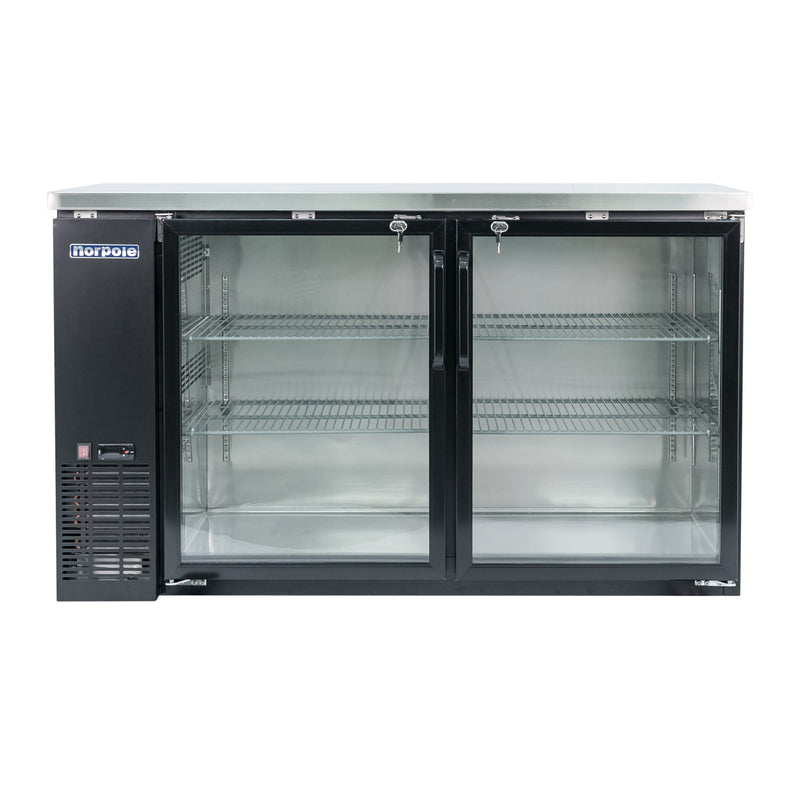 Norpole 2-Glass Door Under Bar Refrigerator, Black (16 cu. ft.)