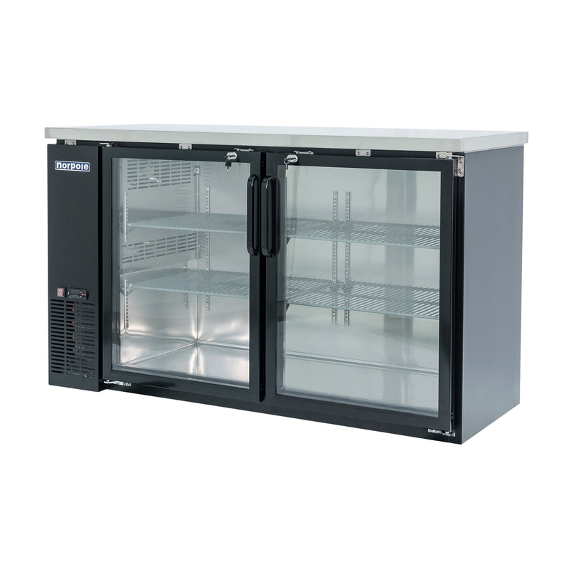 Norpole 2-Glass Door Under Bar Refrigerator, Black (16 cu. ft.)