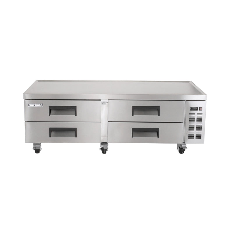 Norpole 4-Drawer Chef Base Commercial Refrigerator in Stainless Steel (72 in. W 16 cu. ft.)
