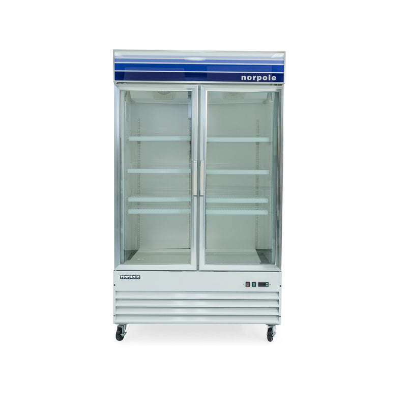 Norpole Glass Door Reach-In Commercial Merchandiser Upright Freezer in White (29 cu. ft.)
