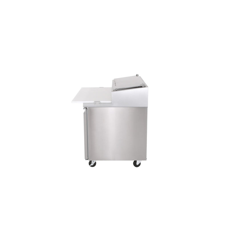 Norpole Single Door Commercial Pizza Prep Freezerless Refrigerator in Stainless Steel (13.8 cu. ft.)