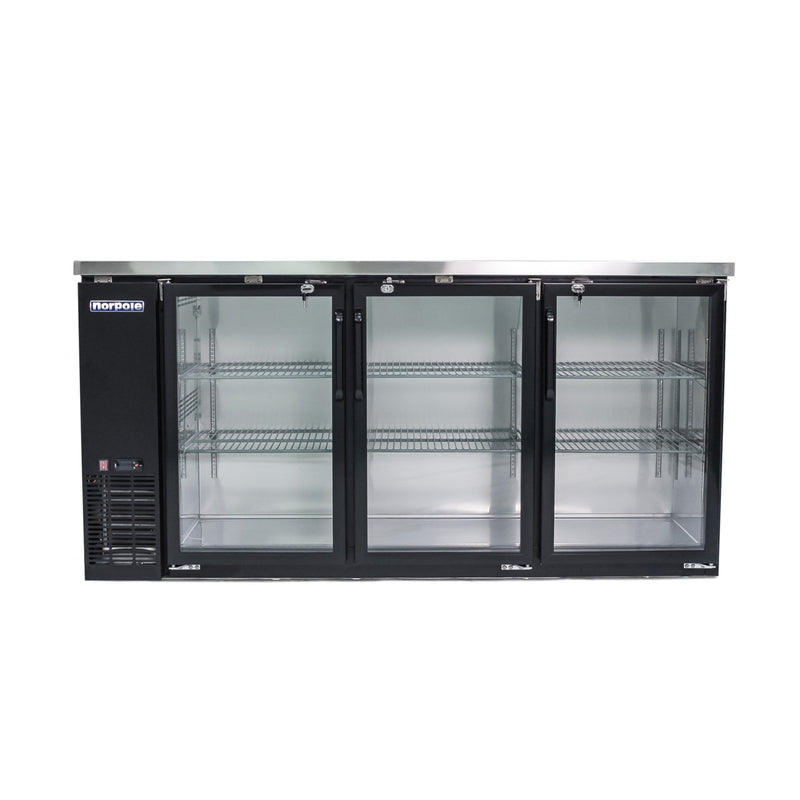Norpole 3-Door Under Bar Refrigerator in. Black (72 in. 20 cu. ft.)