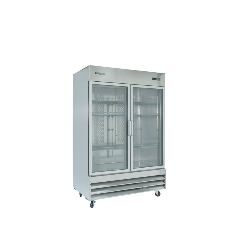 Norpole 2-Glass Door Reach-In Commercial Refrigerator in Stainless (54 in. W 48 cu. ft.)