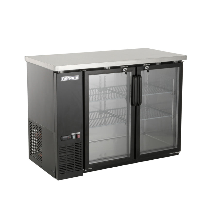 Norpole 2-Door Under Bar Commercial Specialty Refrigerator in Black (12 cu. ft.)