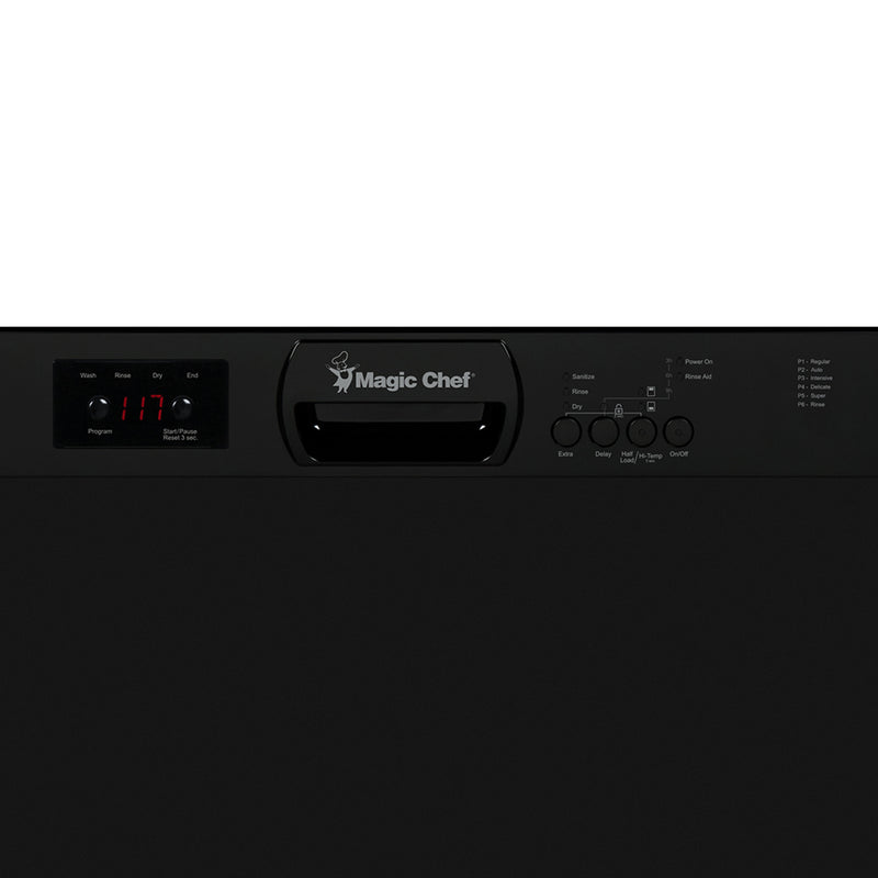 Magic Chef Black Front Control Built-in Stainless Steel Tall Tub Dishwasher (24 in.)