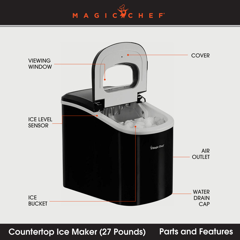 Magic Chef Portable Countertop Ice Maker in Black (27 lb.)