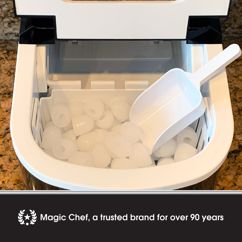 Magic Chef Portable Countertop Ice Maker in Silver (27 lb.)