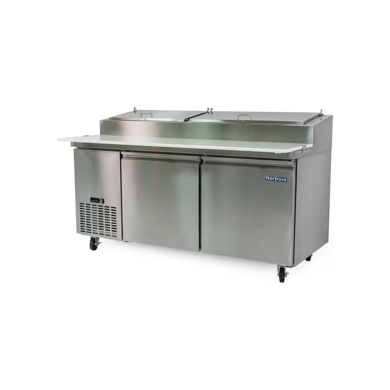 Norpole 2-Door Pizza Prep Table Commercial Refrigerator in Stainless Steel (16 cu. ft.)