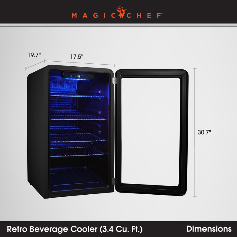 Magic Chef Retro Beverage Cooler in Black (3.4 cu. ft.)