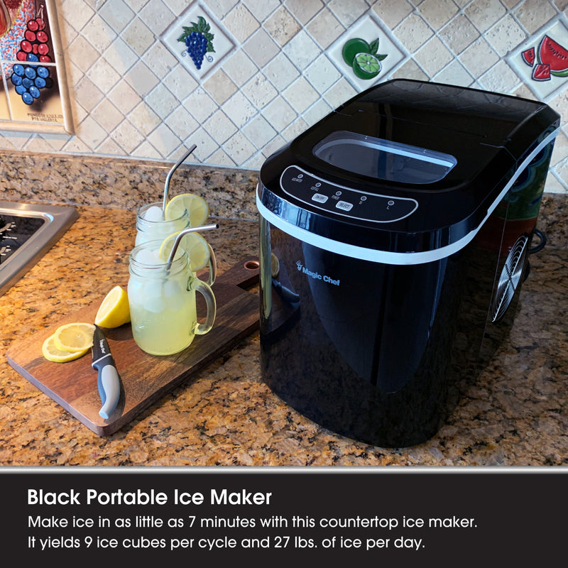 Magic Chef Portable Countertop Ice Maker in Black (27 lb.)