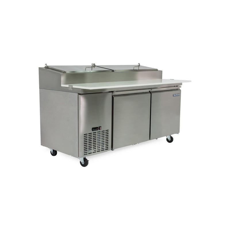 Norpole 2-Door Pizza Prep Table Commercial Refrigerator in Stainless Steel (16 cu. ft.)