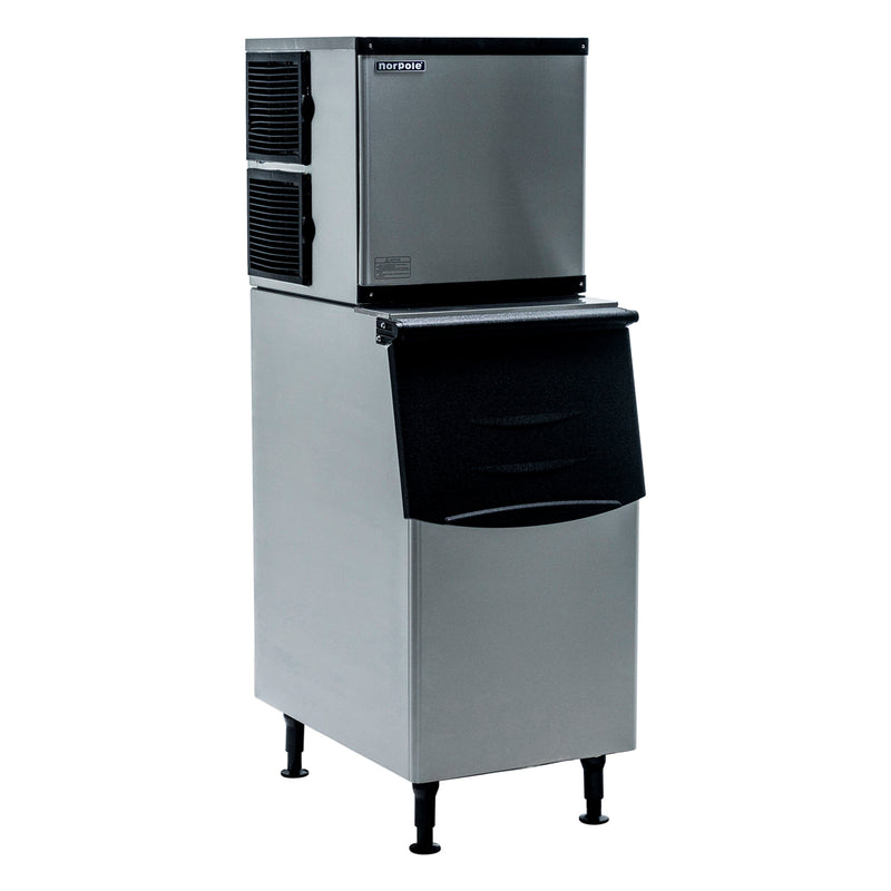 Norpole Freestanding Commercial Ice Maker in Stainless Steel with Bin (350 lbs.)