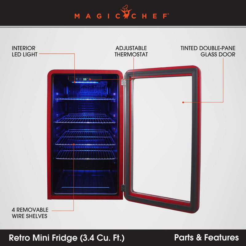 Magic Chef Retro Beverage Cooler in Red (3.4 cu. ft.)