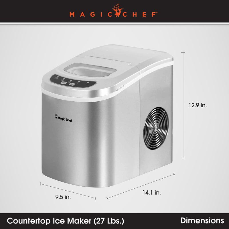 Magic Chef Portable Countertop Ice Maker in Silver (27 lb.)