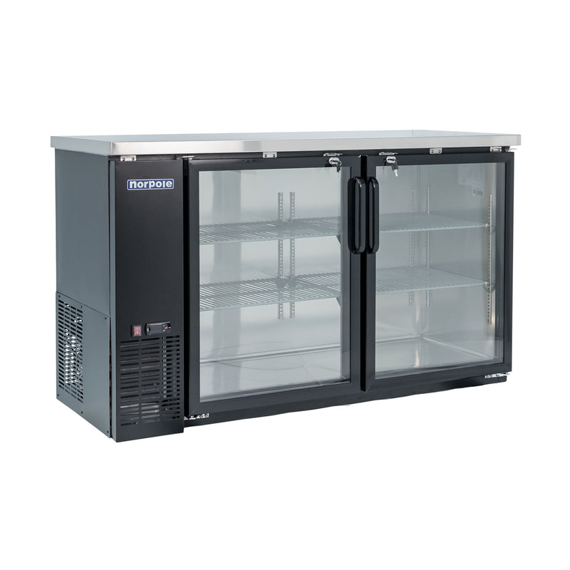 Norpole 2-Glass Door Under Bar Refrigerator, Black (16 cu. ft.)