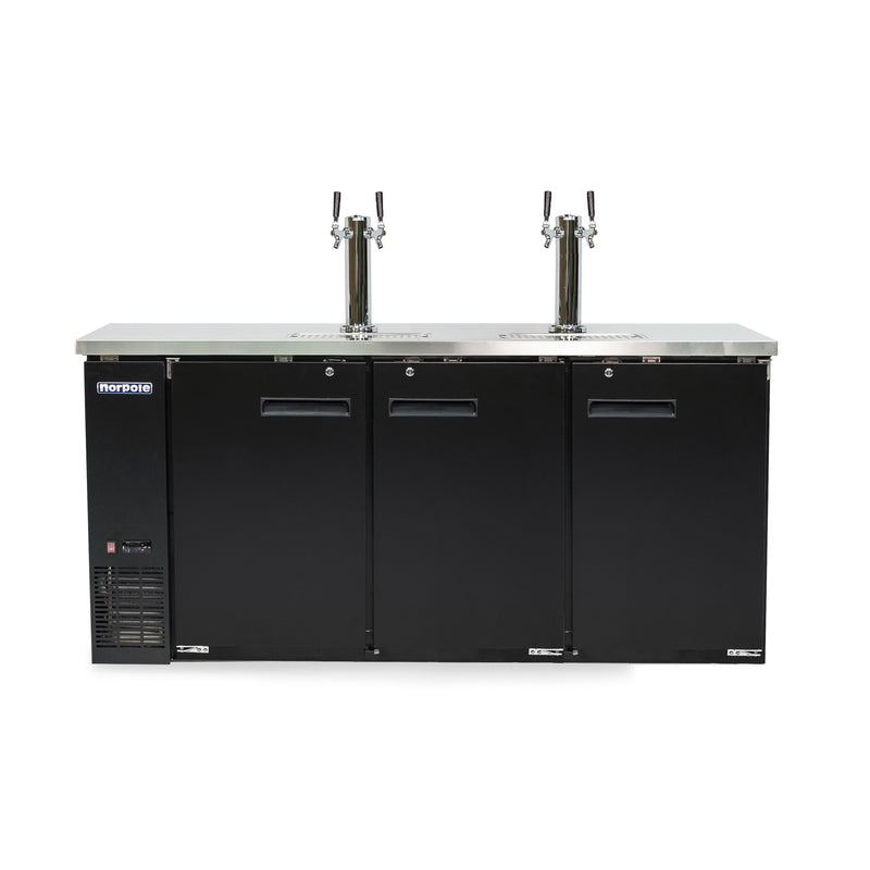Norpole Three 1/2 Barrel Commercial Beer Keg Cooler, with 2 Direct Draw Taps in Black