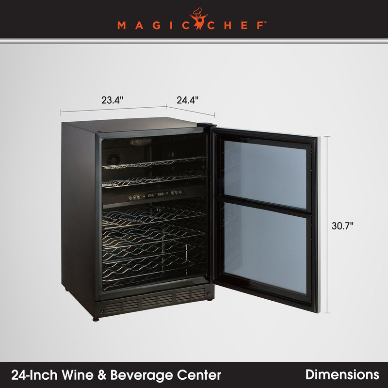 Magic Chef 44 Bottle/140 Can Dual Zone Wine and Beverage in Stainless Steel