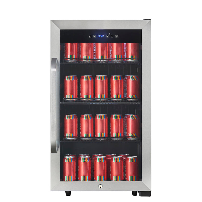 Magic Chef 18.9 in W. Single Zone 83 Can Beverage Cooler in Stainless Steel