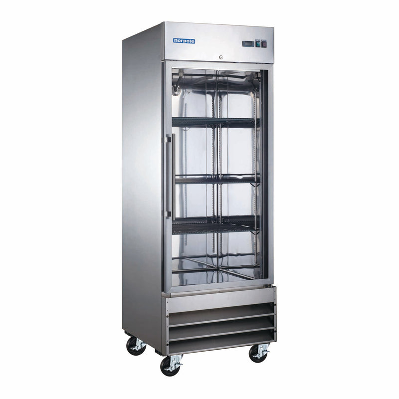 Norpole Frost Free Defrost Upright Freezer Reach-In Stainless Steel Single Glass Door (29 in. 23 cu. ft.)