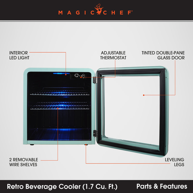 Magic Chef Retro Beverage Cooler in Mint Green (1.7 cu. ft.)