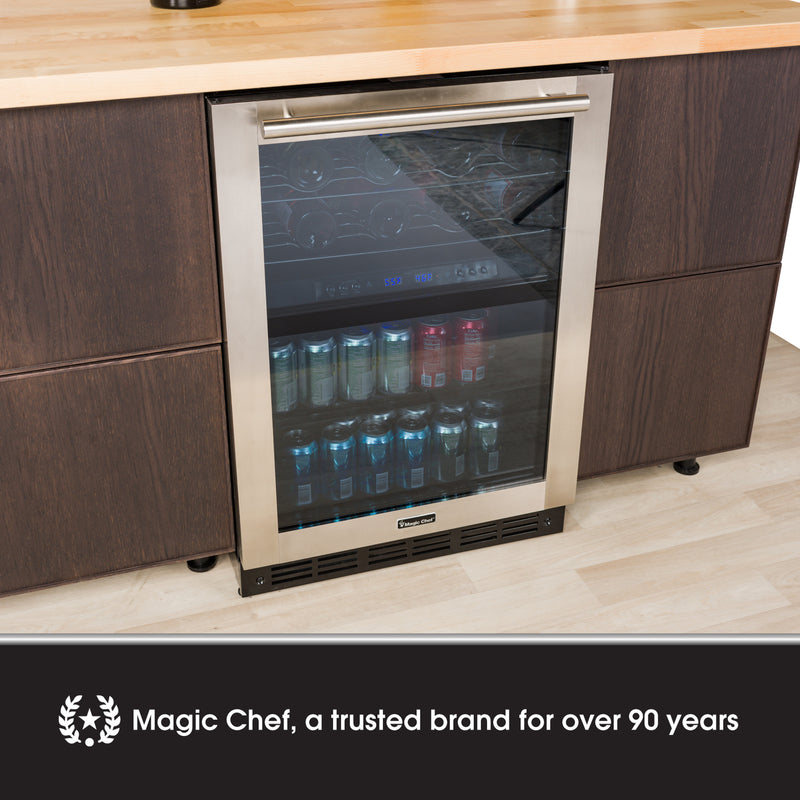 Magic Chef 44 Bottle/140 Can Dual Zone Wine and Beverage in Stainless Steel